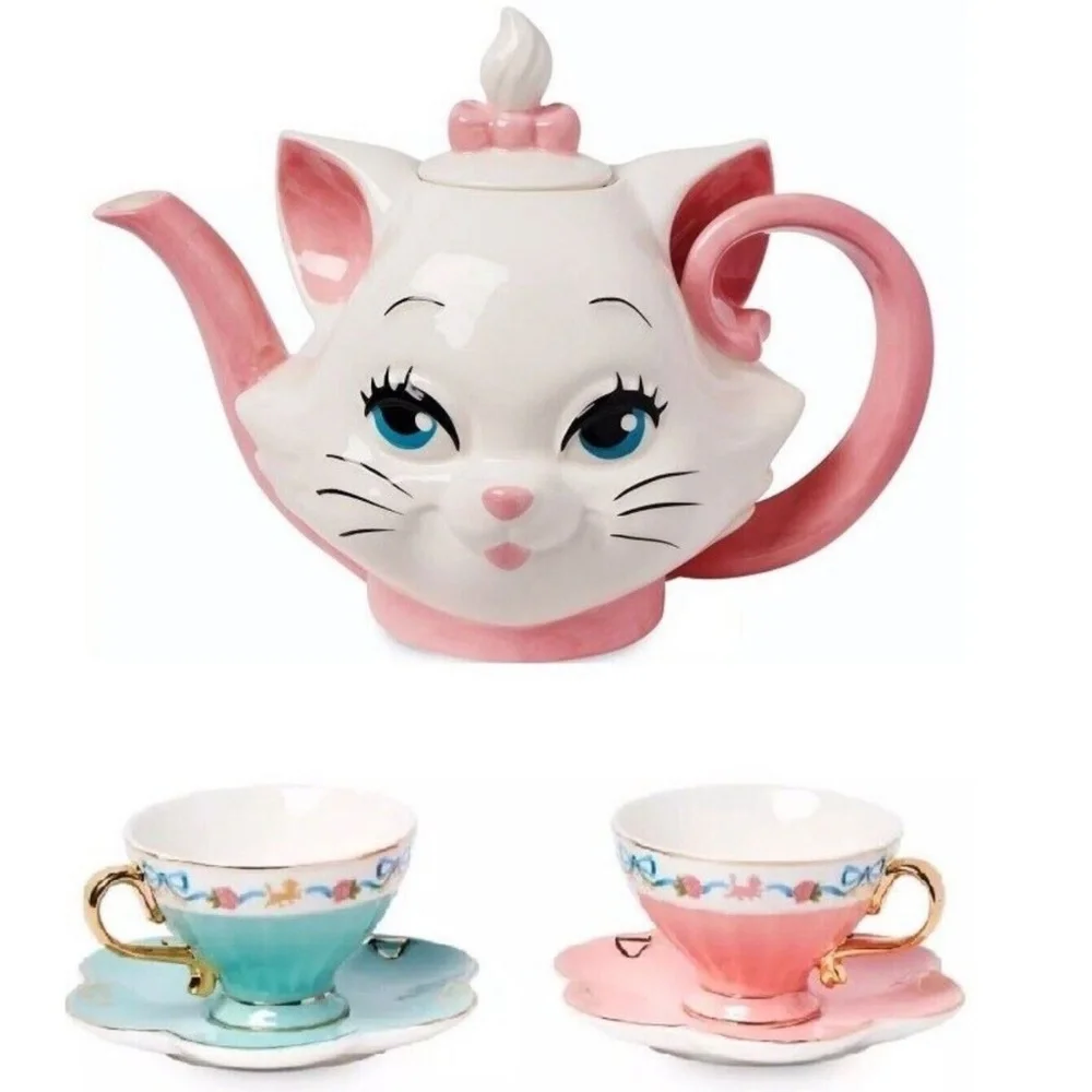 Disney Ann Shen The Aristocats Marie Teapot & 2 Teacups Tea Set D23 Expo NEW - Picture 1 of 5